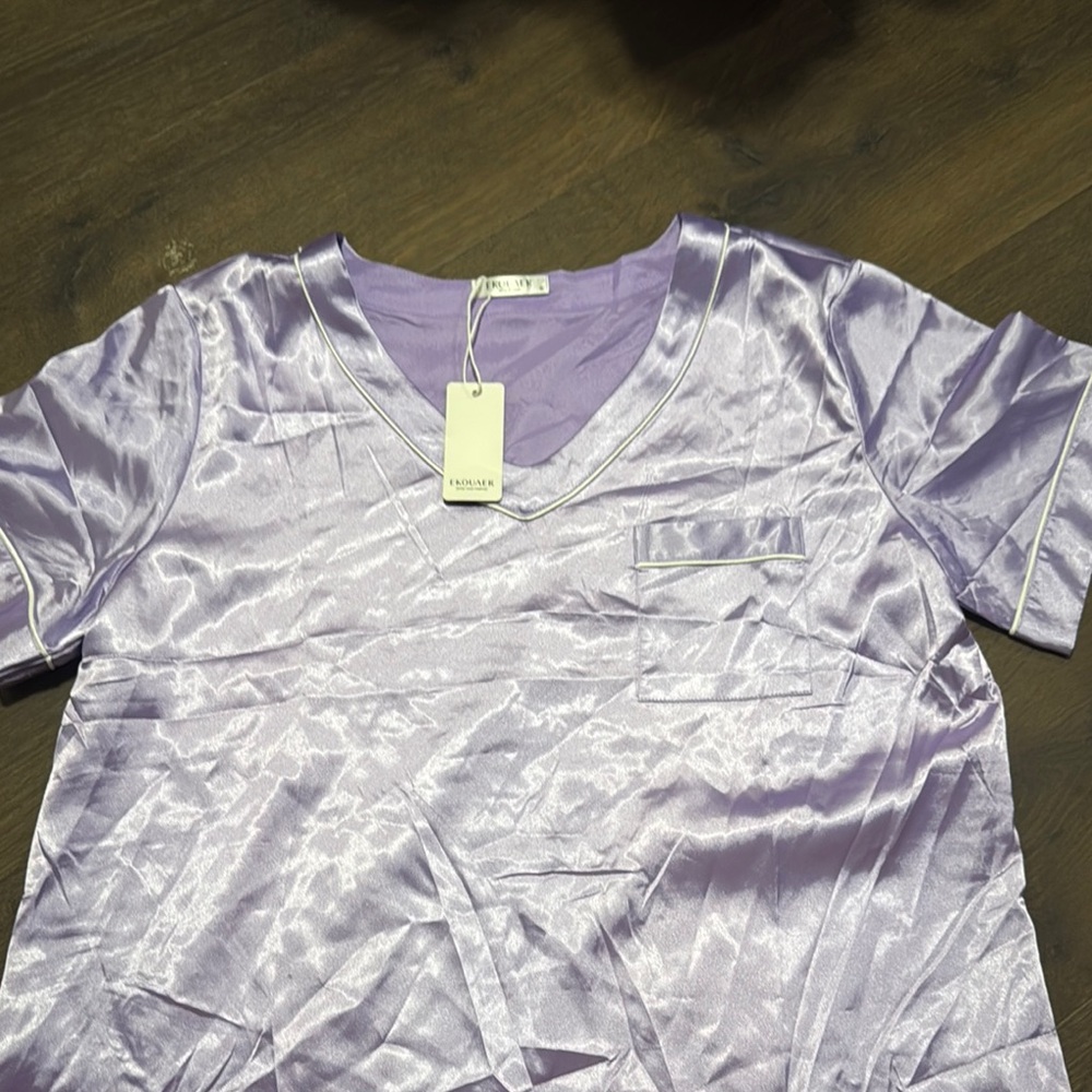 Lavender Satin Pajama Top
